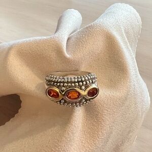 EUC~Vintage Clyde Duneier Gorgeous Orange Paparadsha ring in 925 Sterling. RARE